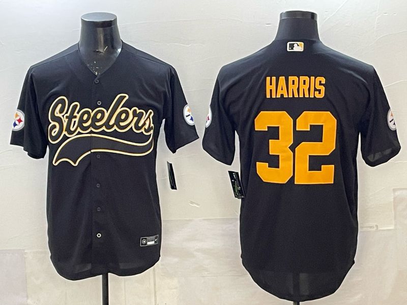 Men 2025 Pittsburgh Steelers #32 Harris black 3th generation Joint Name Nike Limited NFL Jersey style 01->pittsburgh steelers->NFL Jersey